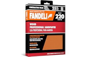 Fandeli | Wood Sanding Paper | 220 Grit | 25 Sheets of 23 cm x 28 cm | Sanding Wood by Hand | Ideal for Orbital Sander