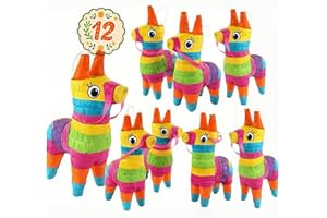 GIFTEXPRESS 12pc Value Pack Mini Donkey Piñatas 7.5x5.5", Rainbow Party Decoration for Cinco De Mayo, Fiestas, Taco, Llama Birthday, Carnival, Classroom & Table Centerpiece Party Favor