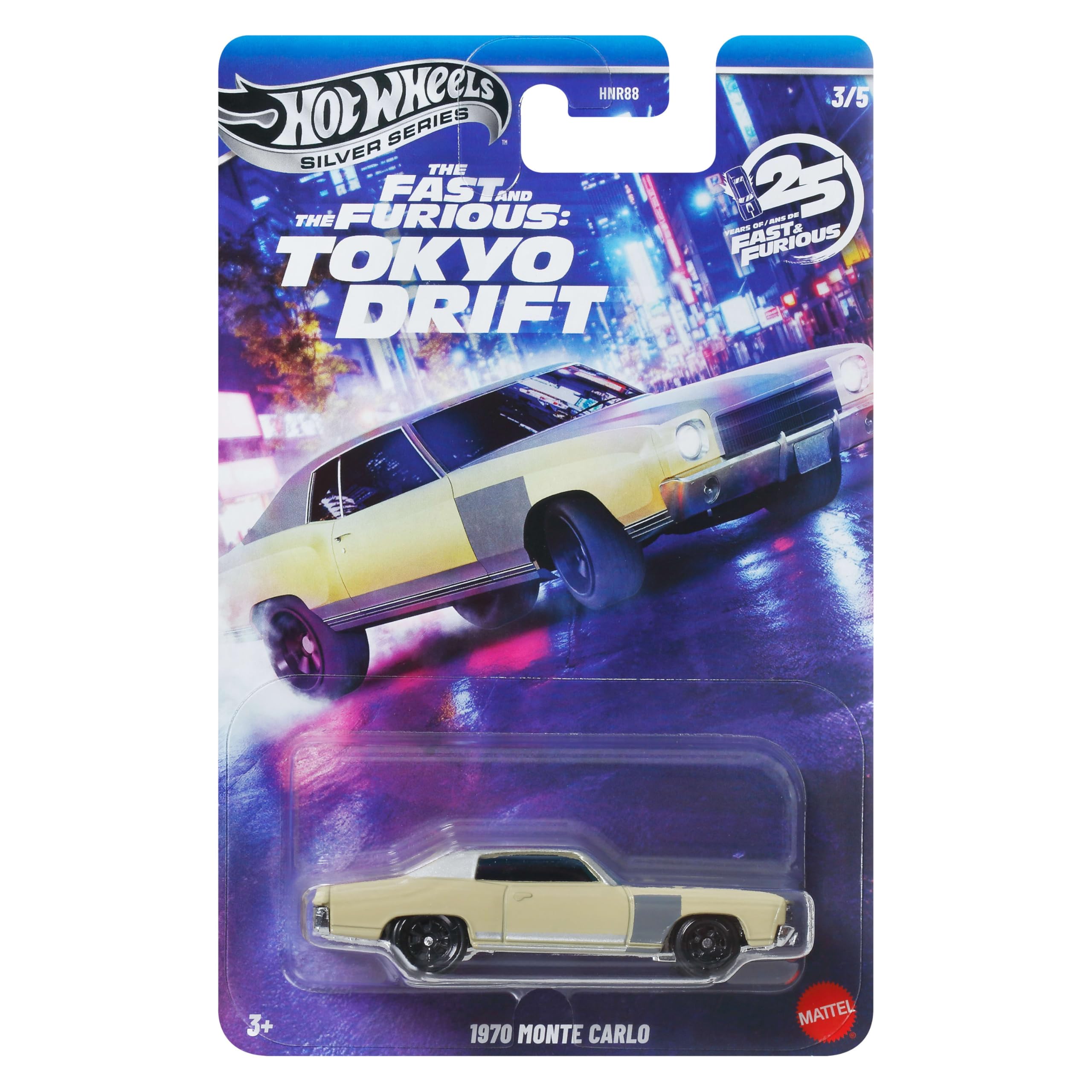 Hot Wheels FAST AND FURIOUS Tokyo Drift Auto 1970 MONTE CARLO - Die Cast Model 1:64 Scale - Length 7 cm - JKX07