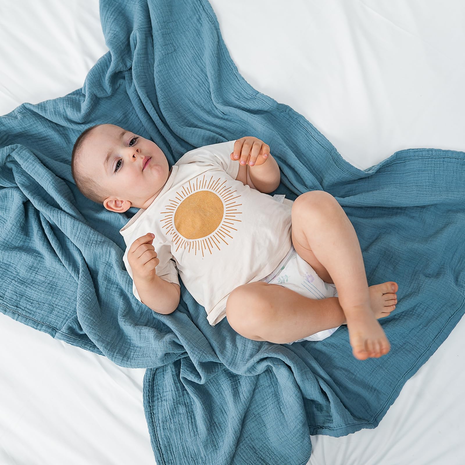 Baby Blanket,Muslin Swaddle Blankets for Boys Girls,Newborn Receiving Blanket with 6 Layer Cotton,Crib Blanket for Toddler,Nursery Blanket,Throws Bed Blanket,47