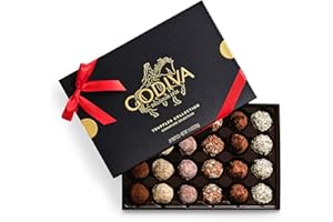 GODIVA CHOCOLATIER Godiva Red Bow Signature Truffle Gift Box, Belgian Dark and Milk Chocolates with Ganache Centers, Gourmet Holiday Gift, Non-GMO & Kosher, 24 Pc