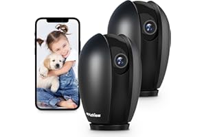 LaView Baby Monitor with Phone App (2 Pack), 1080P WiFi Pet Camera Indoor, 360° Home Security Camera with Motion & Sound Detection, Two-Way Audio, Night Vision, Local & Cloud Storage, Works with Alexa