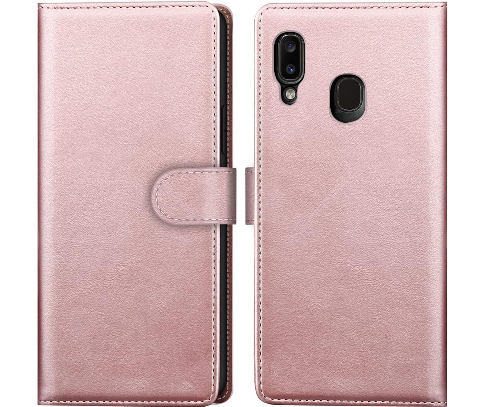 NWNK13 Samsung A20e Phone Case Premium Leather Flip Case Book Wallet Case Card Holder Media Stand Shock Proof Protective Phone Cover Compatible for Samsung Galaxy A20e Rosepink — image 1