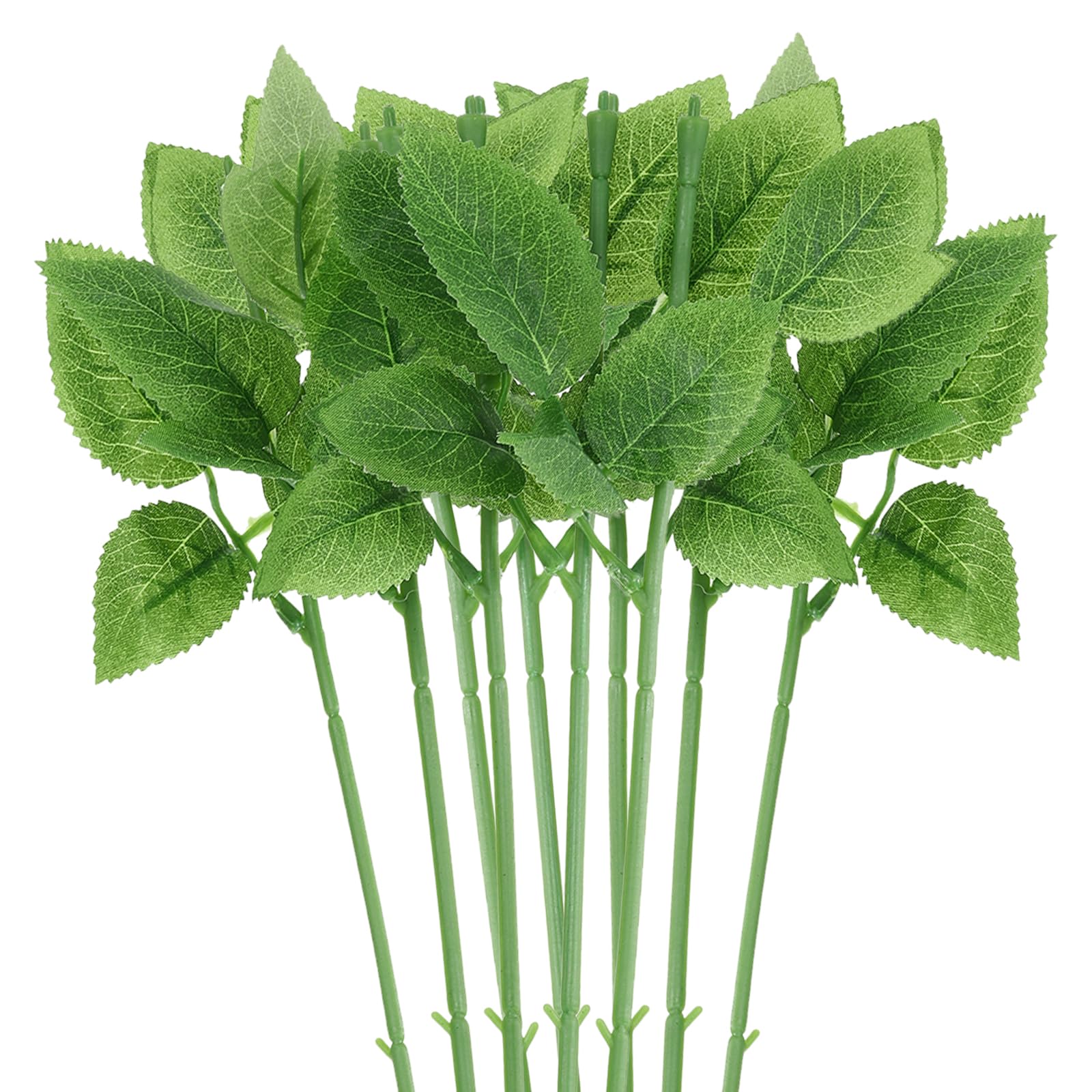 PATIKIL Floral Wire Stem with Leaves, 20 Pcs Artificial Plastic Rose Floral Wire Stems for DIY Craft Bouquet Making Floral Arrangement Tools Wedding Decoration