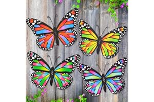 EOORAU Metal Butterfly Wall Art Outdoor Decor, 4 Pack 9.8in Butterflies Wall Sculpture Hanging Decor for Home Yard Patio Garden Decoration, Idea Gift for Mom Friends
