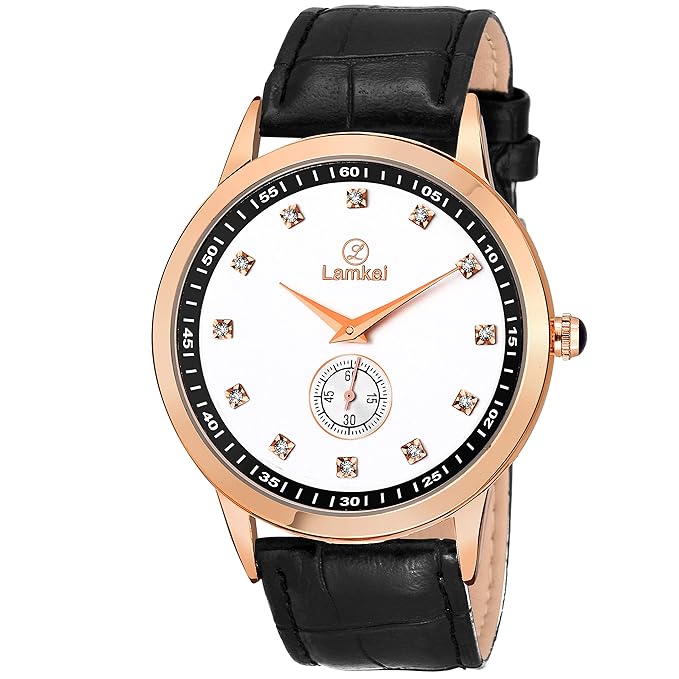 Lamkei Imported Working Chronograph White Dial Black Leather Strap Women�s Watch � LMK-0137