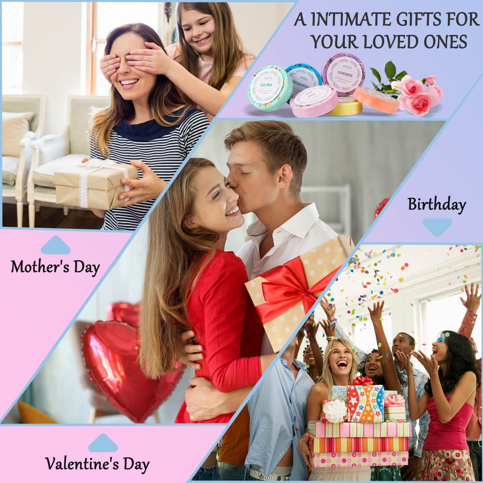 Shower Steamers- Box of 6 Premium Shower Bombs with Essential Oils. Self Care Gifts for Women and Teens Holiday Gifts for Women.