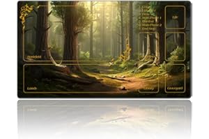 DEGDFSGR for MTG Playmat with Zones 27.5" x 15.74" for TCG Playmat Non-Slip Rubber Base Commander Playmats for Card Playmats Iorcana Trading Card Game, Sunshine Fairy Tale Forest