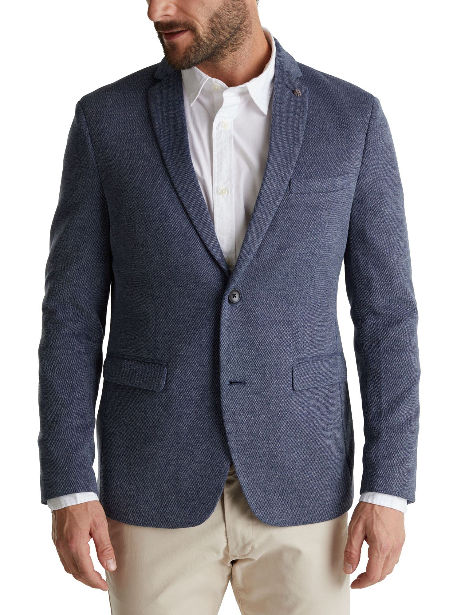 ESPRIT Men's Sports Jacket With Pique Finish, Grey Blue, 36R