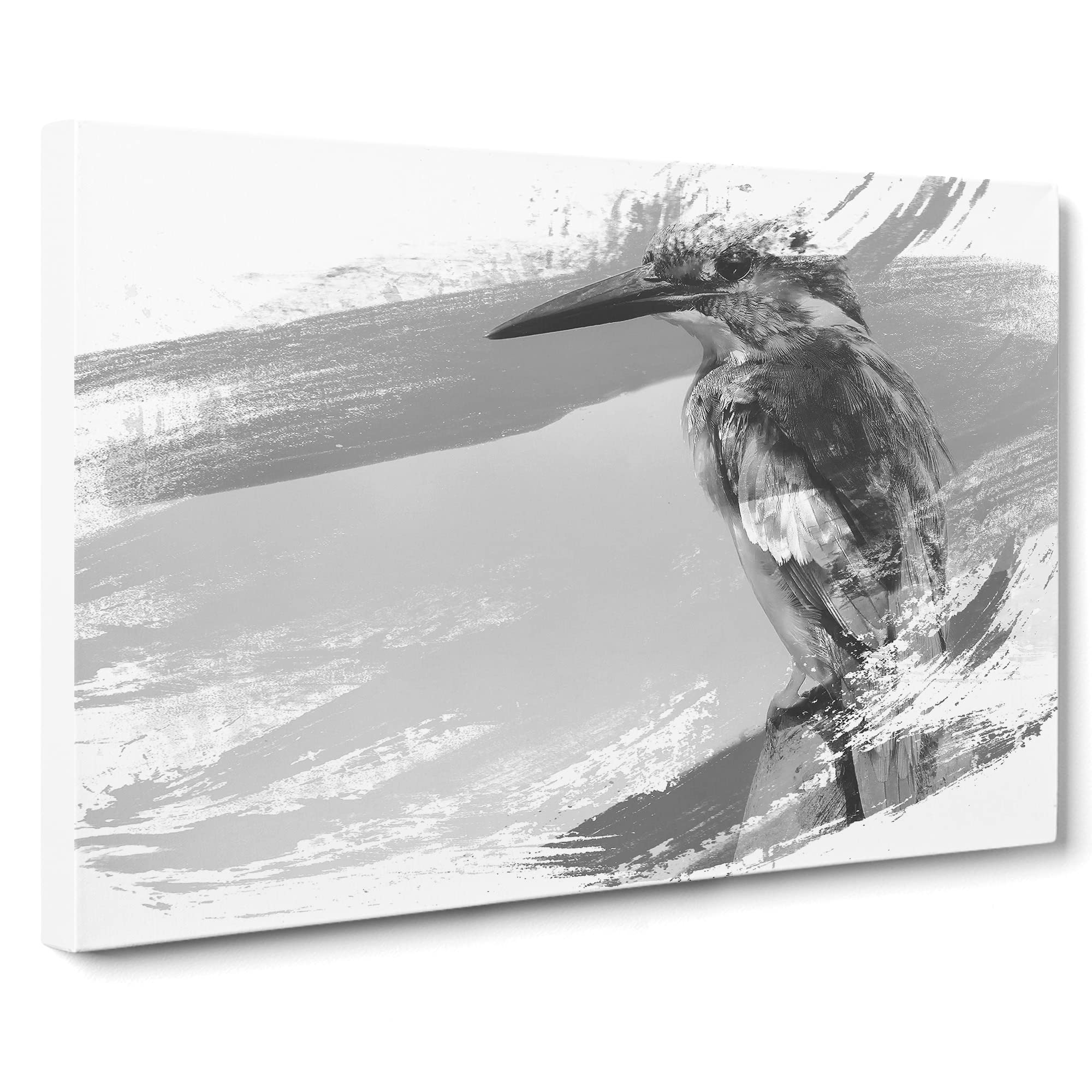 Striking Kingfisher Bird V1 Canvas Print | Gallery Wrapped 30mm Frame Wall Art | 20x14 inches | Ready to Hang | Modern Animals Picture | Living Room Bedroom Lounge Office