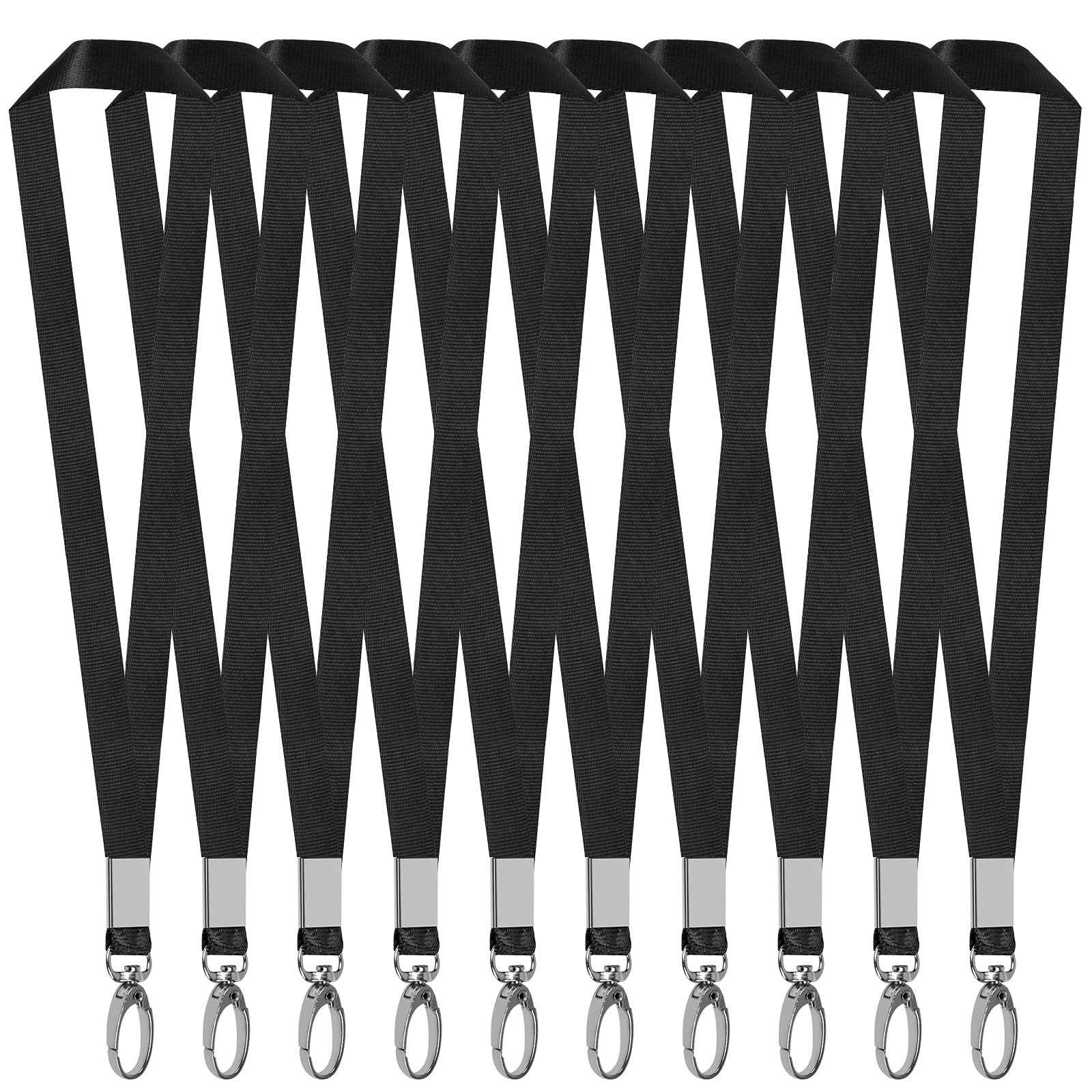 15Pack Lanyards for Id Badges Black Key Lanyard with Clip Neck Strap with Badge Clip Bulk Lanyards for Neck Name Badge Holder,Id Card,Keys Strap