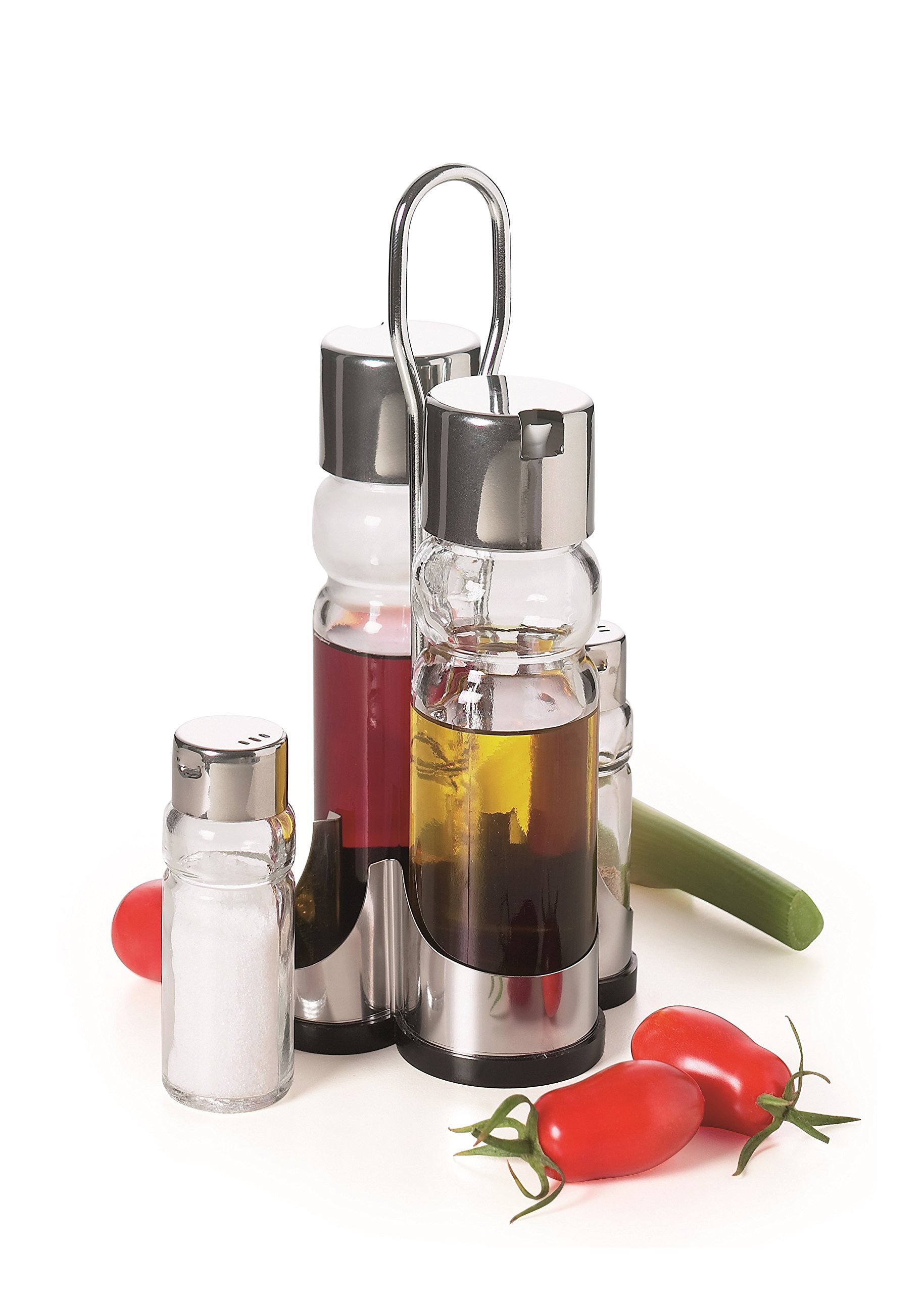 Excèlsa 5 Pcs."X-Line" Oil/Vinegar Cruet Salt/Pepper Shakers