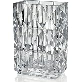 DOOSARG Clear Crystal Glass Flower Vase, Geometric, 7.88 in, 4.4 lb | Heavyweight 4.4 lb vase with deep geometric facets and a rectangular profile for small bouquets, centerpieces and decor