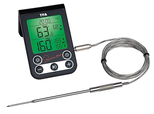 TFA Dostmann Küchen-Chef Digitales Grillthermometer/Bratenthermometer, Kontrolle der Kerntemperatur und Garraumtemperatur, mi