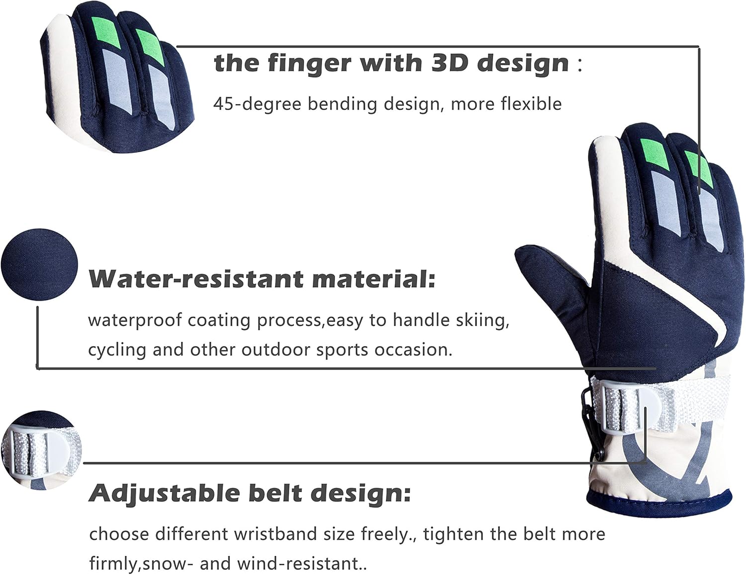 Kids Ski Gloves Winter Warm Lining Snow Cold Weather Windproof Waterproof Adjustable Gloves for Boys & Girls 2-5Years : Sports & Outdoors