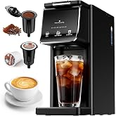 KIDISLE Single Serve K Cup &amp; Ground Coffee Maker, Hot &amp; Iced Brew, Black | Compact Small Pod Coffee Machine, 6-16oz Sizes, 40oz Tank, Reusable Filter, One Cup Maker for Home Office Dorm