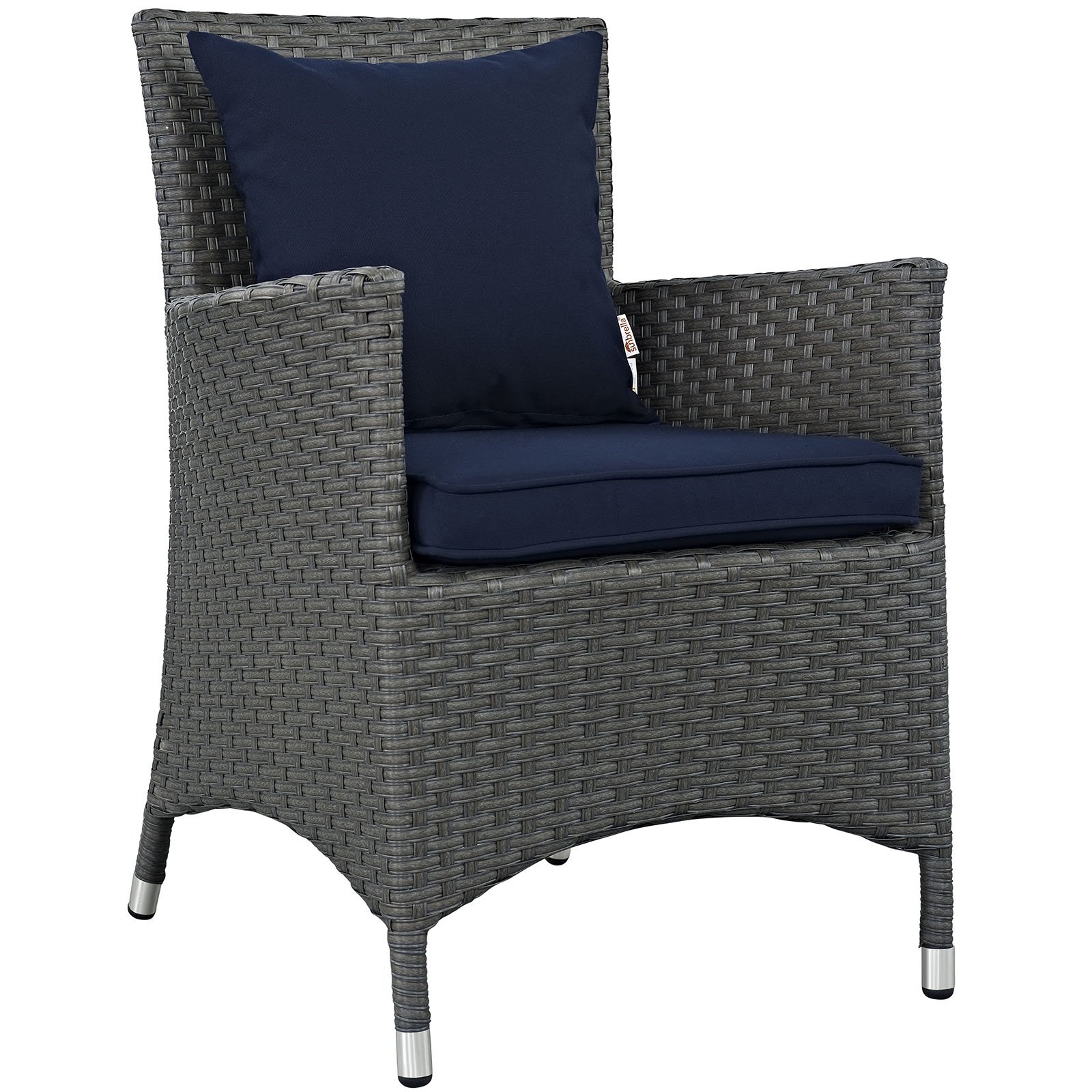 Photo 1 of ***CUSHIONS ONLY***NO CHAIR***Modway Sojourn Wicker Rattan Outdoor Patio Sunbrella Fabric Dining Chair in Canvas Navy***CUSHIONS ONLY***NO CHAIR***