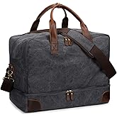 S-ZONE Mens Canvas Travel Duffel Bag Weekend Overnight Bag with Shoes Laptop Compartment 2.0 Version