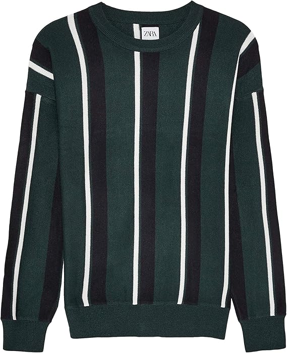 ZARA 5536/300/500 Herren Pullover vertikal gestreift Grün XGroß
