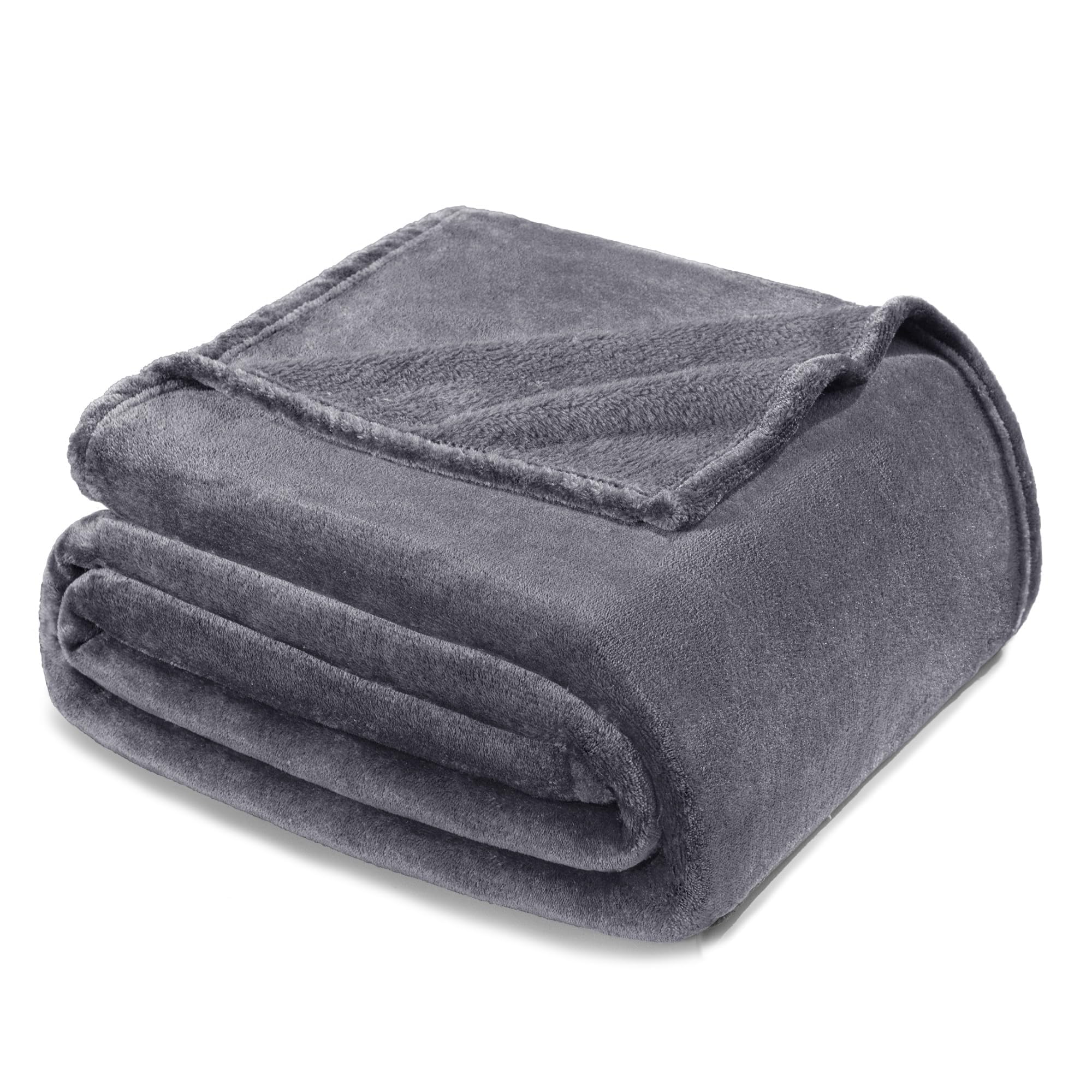 Exclusivo Mezcla Fleece Blanket Cal King Size for Bed, Super Soft and Warm, All Season, Cozy, Plush, Lightweight, 120x120 Inches, Dark Grey Image