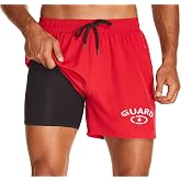 Adoretex Men's Guard Quick Dry Compression Liner Swim Trunks, Lightweight 4-Ways Stretch Boardshorts with Side Zipper Pockets