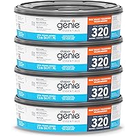 Diaper Genie Essentials Round Refill 4-Pack | Holds Up to 1280 Newborn Diapers | Features Unscented Continuous Film | Compati