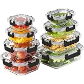 8 Pack Glass Food Storage Containers with Snap Locking Lids for Meal Prep | Borosilicate Glass Meal Prep Containers, Lunch Be
