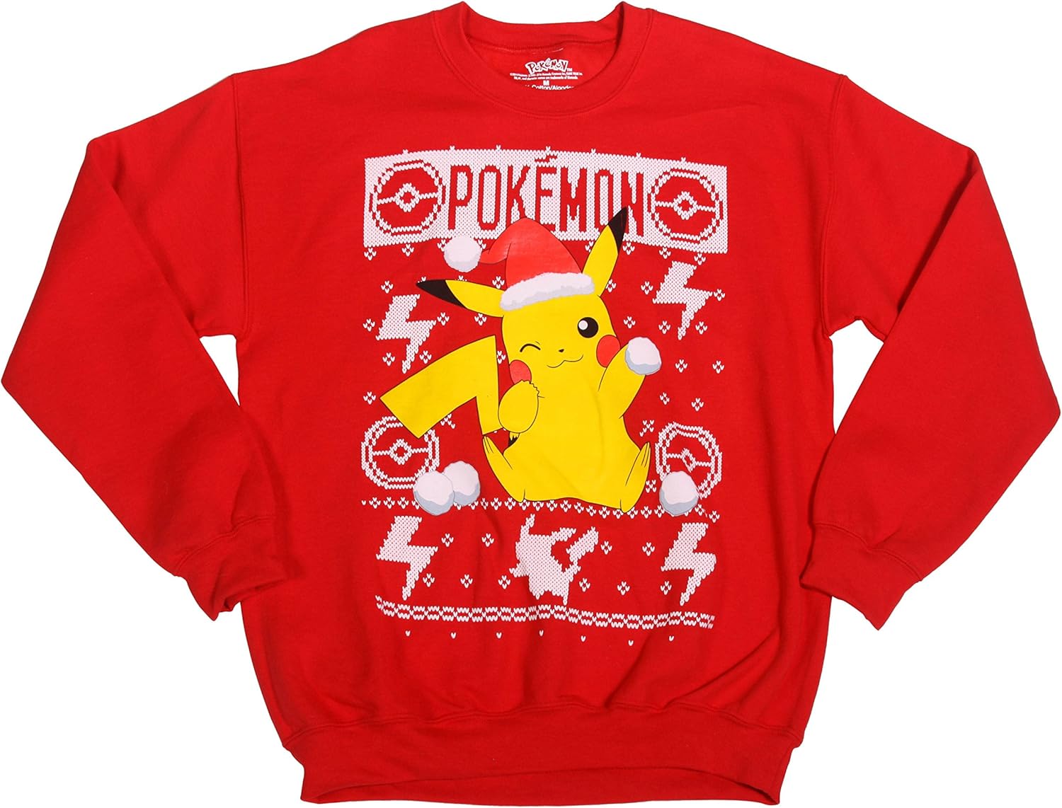 Amazon.com: Pokemon Pikachu Snowball Ugly Christmas Sweater, Red XL: Clothing