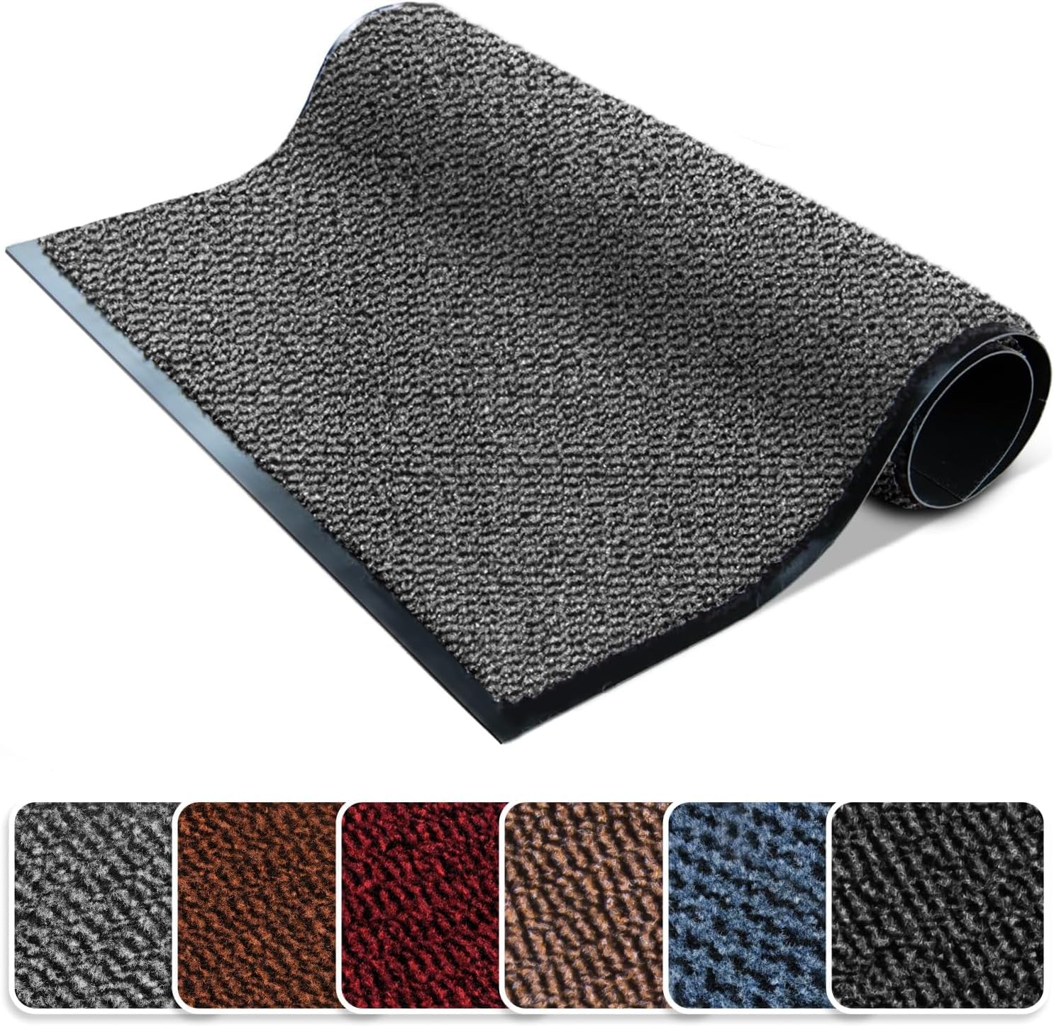 FB FunkyBuys Door Mats Indoor Dirt Trapper for Indoor & Outdoor, Washable Barrier Mat, Heavy Duty Non-Slip Entrance Rug, Shoes Scraper, Super Absorbent Front Door Mat Carpet (Gray, 40 X 60)