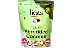 Unsweetened Coconut Flakes, 8 Oz (Pack of 1) - Raw Organic Dried Coconut Flakes, Gluten Free, Shredded Coconut Perfect for Vegan Baking, Smoothies, and Keto Recipes - Fiesta Tropicalé