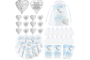 Fumete 20 Sets Funeral Favors for Memorial Service Celebration of Life Decorations Heart Pocket Hug Token Angel Coins and Angel Poem Cards Memorial Gifts for Family Church Funeral Prayer (English)