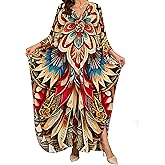 OHOXOE Women's Kaftan Dress 2025 V-Neck Beach Cover Up for Swimsuit, Lightweight Mumu Loungewear & Home Caftan Dress