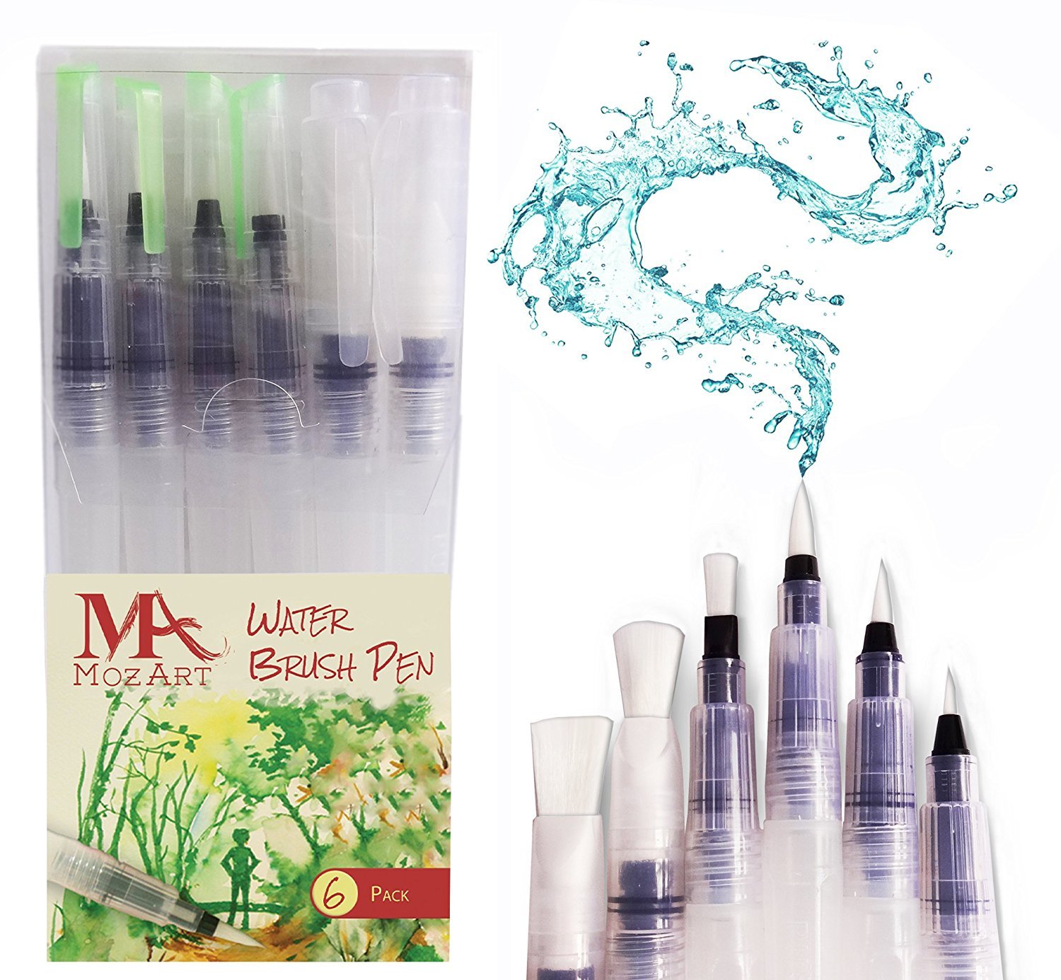 Penne con punta a pennello ad acqua Set di 6 punte a pennello Penne con punta a pennello ad acqua Set di 6 punte a pennello Perfette da utilizzare con colori ad acquerello pastelli acquerellabili penne brush