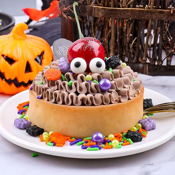 HALLOWEEN SPRINKLES, CANDY EYES PUMPKIN SPIDER SPRINKLES, 130G/4.6OZ SPRINKLE MIX FOR CAKE DECORATING, COOKIE DECORATIONS, CUPCAKE TOPPER, CHOCOLATE DESSERTS, ICE CREAM TOPPING