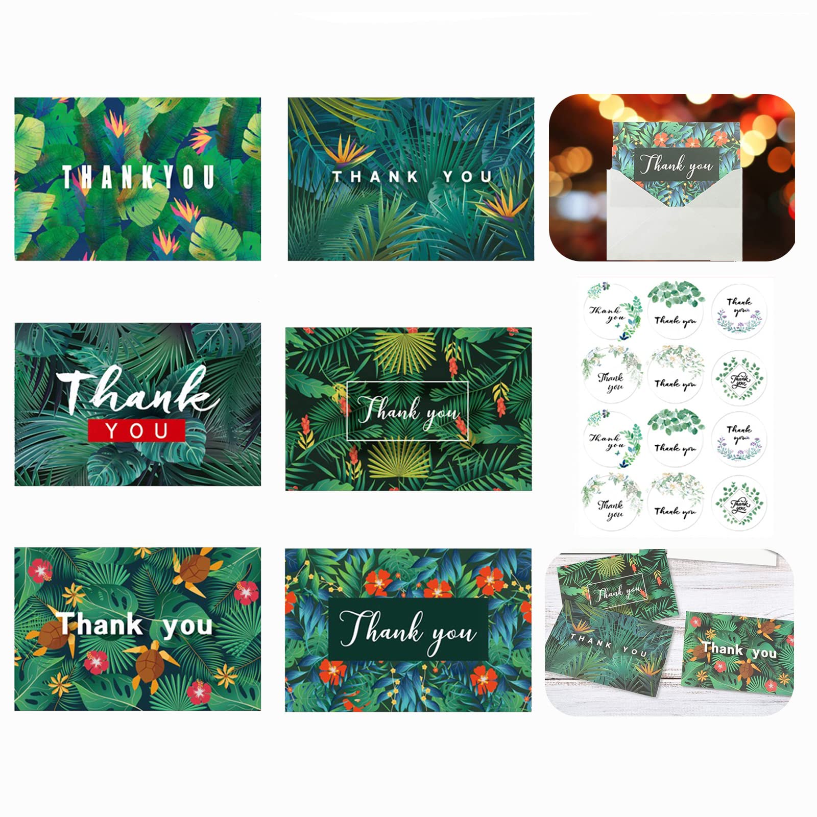 Thank You Cards Pack, Thank You Greeting Cards with 12 Stickers and 12 Envelopes for Wedding Thanksgiving Business Baby Showers Thank You Gift Cards(12 Pcs, 6 Patterns)