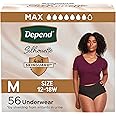 Depend Silhouette Adult Incontinence & Postpartum Bladder Leak Underwear for Women, Maximum Absorbency, Medium, Black, 56 Count (2 Packs of 28), Packaging May Vary