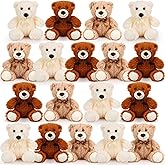 HyDren 18 Pieces Valentine Bear Stuffed Animals Bulk 12 Inches Soft Plush Bears Bulk Bears Toys for Girls Boys Graduation Birthday Wedding Party Favor (White, Brown, Khaki, 35 cm, Vintage)