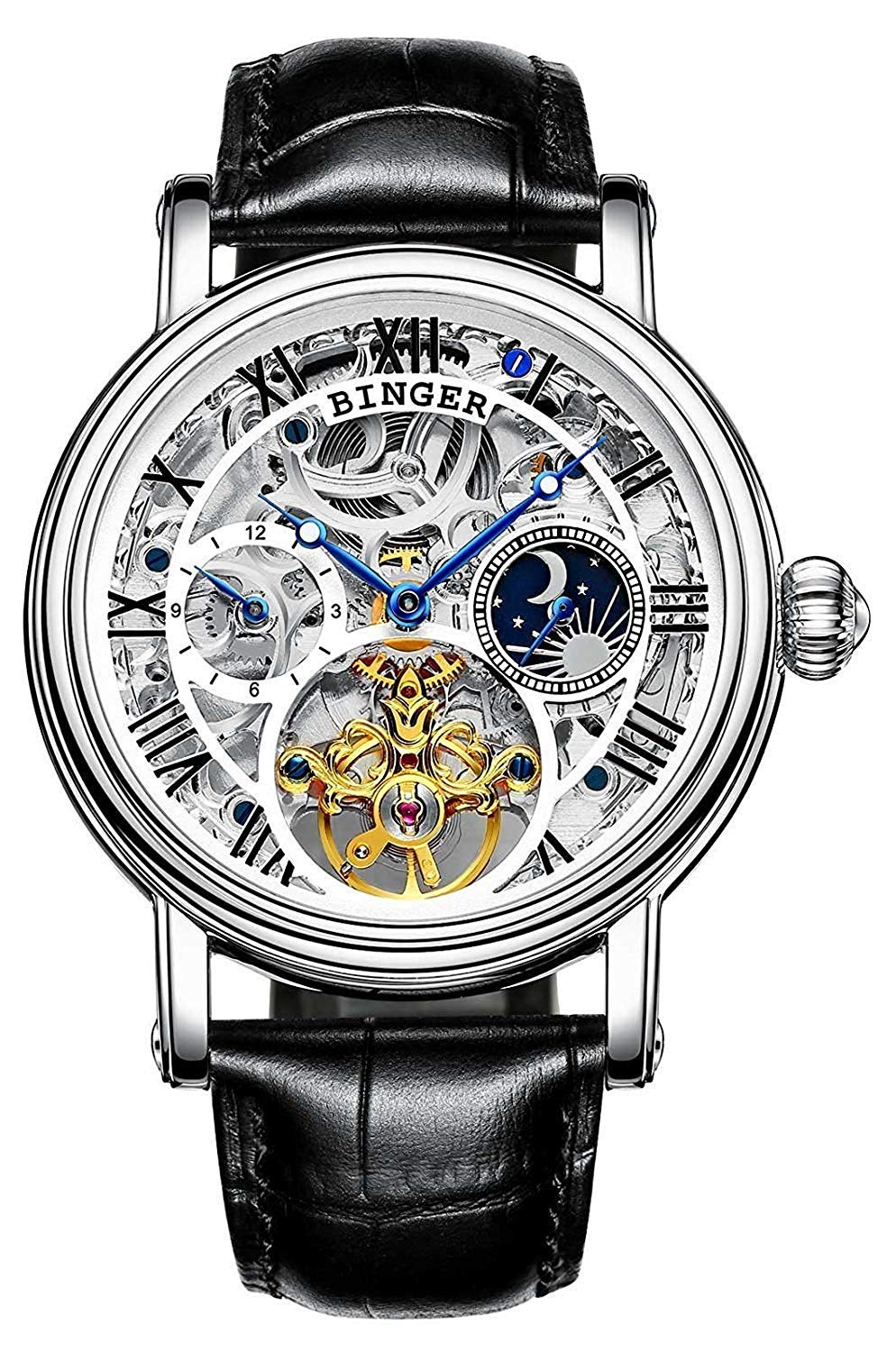 Swiss Brand Luxury Luminous Waterproof Watch Mens Automatic Mechanical Wrist Watch Silver Stainless 