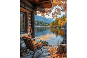 CAMOCIN Paint by Numbers Kit for Adults - Autumn Landscape Adult Paint by Number Kits on Canvas Without Frame for Beginner, Mountains Lake Oil Painting by Numbers Kit for Gift Home Wall Decor 16x20 Inch
