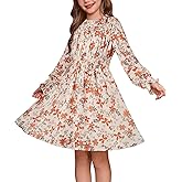 GRACE KARIN Girls' Spring Long Sleeve Dresses Kids Floral Winter Formal Dress Girl Casual Fancy Midi Clothes Size 6-14