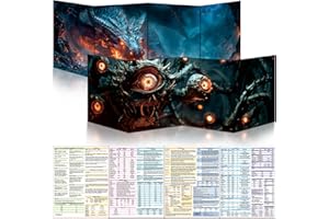 Byhoo 2 PCS DM Screen for D&D 5E with 2 Immersive Themes，Waterproof Reusable Surface, Tri-Fold Portable Design Folds to A4 Si