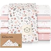 Organic Burp Cloths Baby Boy, Girl - 6-Pack Large 100% Cotton Burping Cloths for Babies, Spit Up Rags, Super Absorbent, Ultra Soft Newborn Rag, Gender Neutral, Machine Washable, Durable (Sweet Charm)