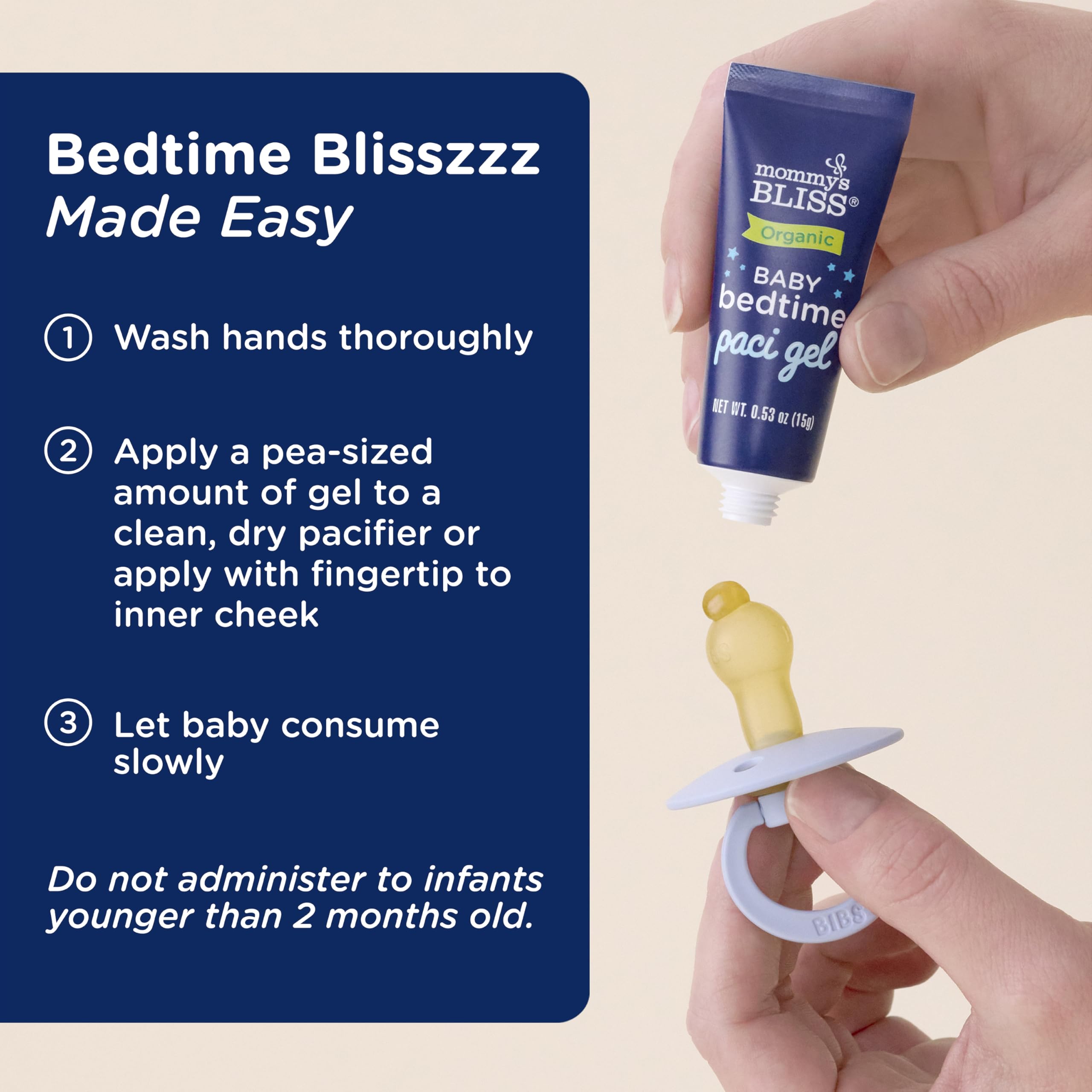Mommy's Bliss Organic Baby Bedtime Paci Gel, Promotes Restful Sleep*, Melatonin Free, Age 2 Months+, 0.53 Fl Oz