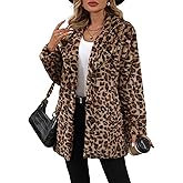 Vipwest Women's Faux Fur Long Coat Button Down Lapel Fleece Sherpa Jacket