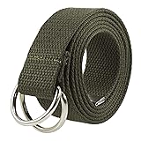 Gelante Canvas Web D Ring Belt Silver Buckle