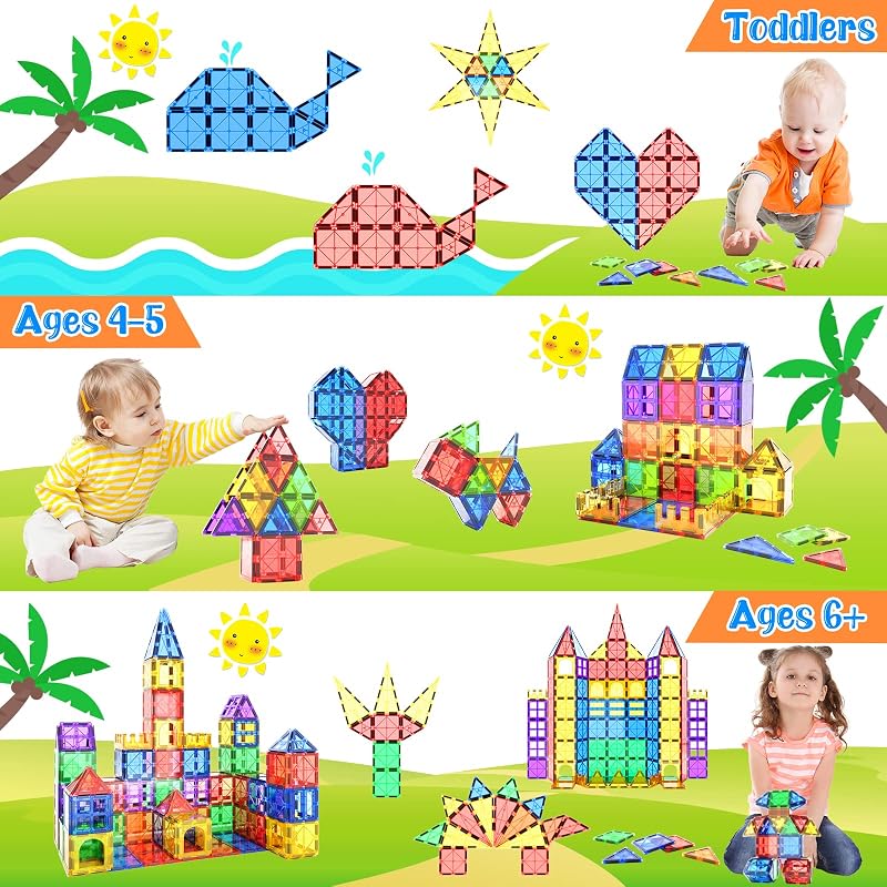 Costruzioni Magnetiche per Bambini, STEM Piastrelle Magnetiche Giocattoli
