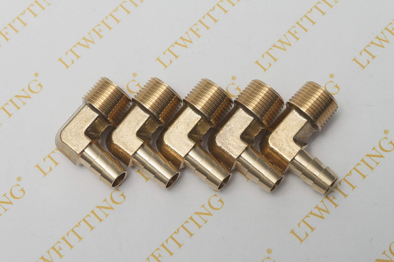 LTWFITTING 90 Deg Elbow Brass Barb Fitting 3/8-Inch Male BSPT x 10mm ID Hose(Pack of 5), 10mm ID Hose x 3/8" Male BSPT - Image 3