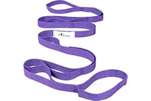 Abiarst Stretching Strap Yoga Strap for Physical Therapy, Non-Elastic Yoga Straps for Stretching, 10 Loops Stretch Strap for Pilates, Flexibility, Home Workout, Exercise, Stretch Band for Women & Men