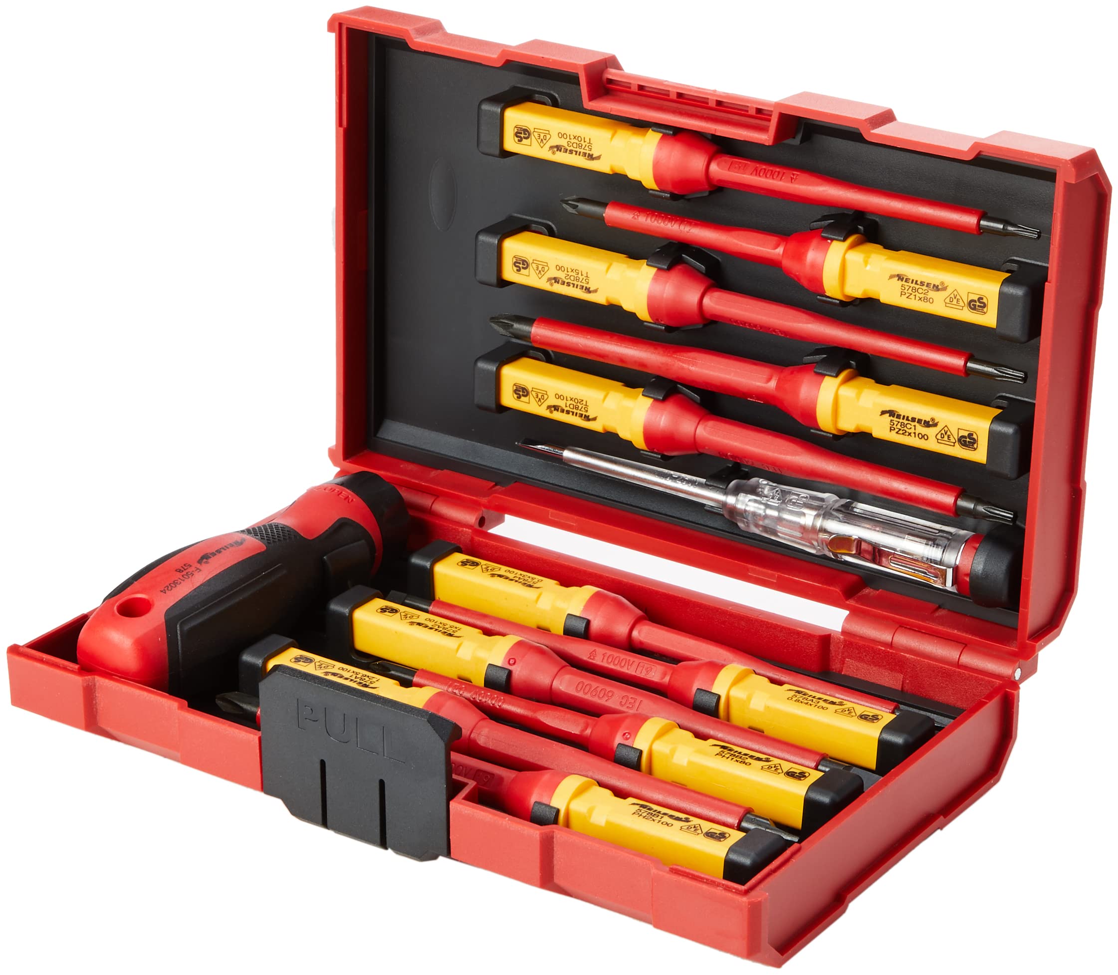 Neilsen CT3794 1000 V VDE Insulated Screwdriver Set - Red, 23CM X 14CM X5CM
