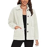 MAGCOMSEN Womens Sherpa Fleece Jackets Fuzzy Warm Winter Jackets Button Down Coat Long Sleeve Outwear with Pockets